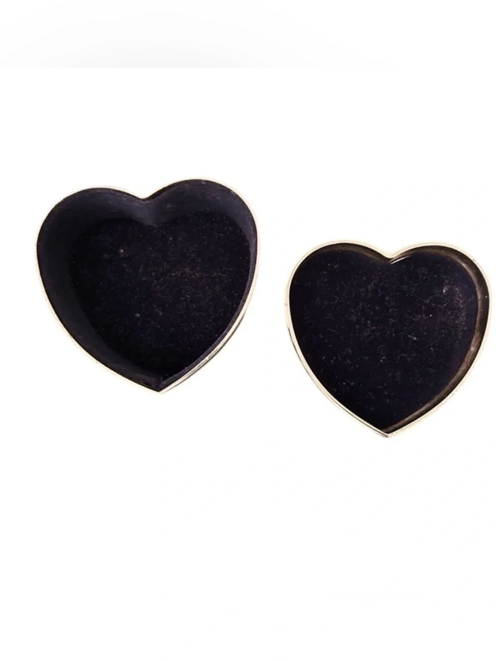 Vintage Mini Heart Shaped Stainless Trinket Velvet Jewelry Box